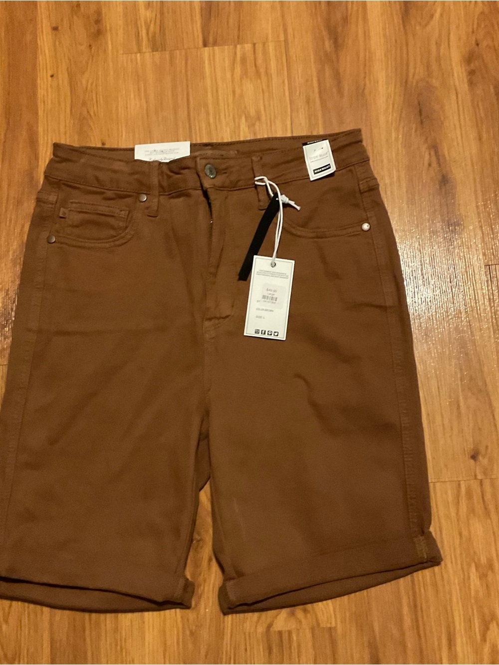 Judy Blue High Waist Brown Denim Bermuda Shorts Size Large NWT